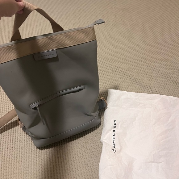 Kapten & Son Gray and Tan vegan leather Backpack or diaper bag main image 4